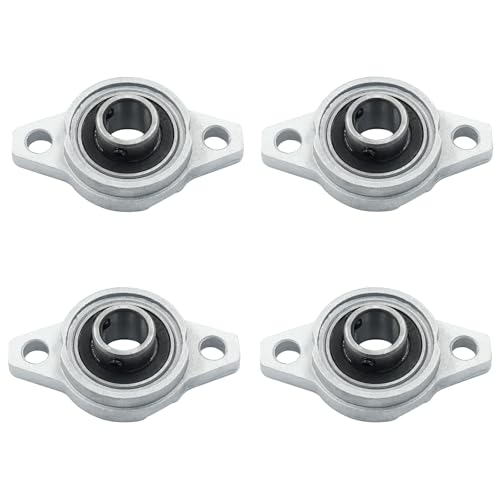 4 Pcs KFL001 Flanged Pillow Block Bearings, 12 mm - size: KFL001