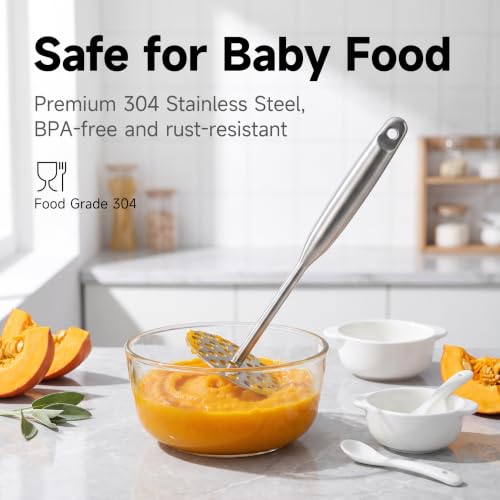 Potato Masher +Peeler 2 in 1 Set 304 Stainless Steel with Ergonomic Handle