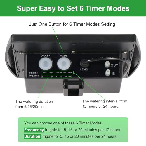 Solar Powered Drip Irrigation System, OHYEAHSPIN Solar Automatic Garden Watering Outdoor Greenhouse Accessories Supported 15 Pots Plants & 6 Timer Modes - size: Supports 10-15 Pots, 6Timing Modes
