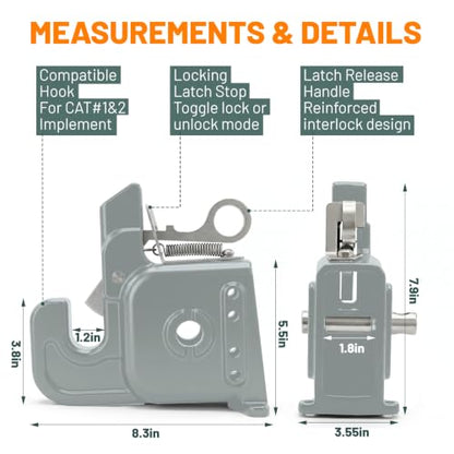 2026 Upgraded Cat 1&2 Tractor Easy Change Quick Hitch System, 3-Point Hitch - color: Gray