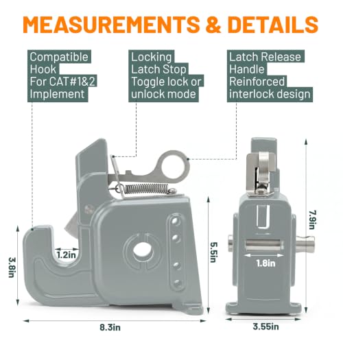 2026 Upgraded Cat 1&2 Tractor Easy Change Quick Hitch System, 3-Point Hitch - color: Gray
