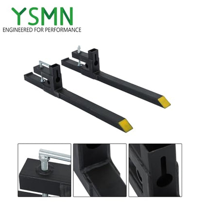 43" 2000lbs Clamp on Pallet Forks, Heavy Duty Attach Bucket Fork