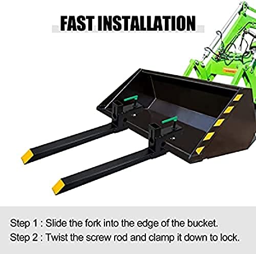 60" 4000 LBS Clamp On Pallet Forks Heavy Duty Forks for Tractor Loader Bucket,43''Without Stabilizer Bar - size: 43''without Stabilizer Bar