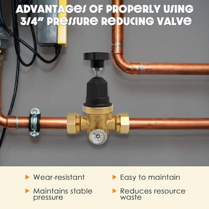Upgraded 3/4" Water Pressure Regulator, For Residential or Commercial Use