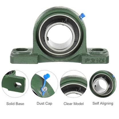uxcell 4 Pcs UCP210-32 Pillow Block Bearing 2 Inch Bore Solid Cast Iron Base Mounted Bearing Block Insert Bearing Self-Alignment - size: 2 Inch