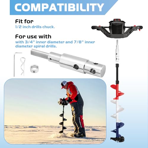 Two Stage Auger Adapter fit for 1/2" Hand Drills and 3/4 & 7/8 ID Augers