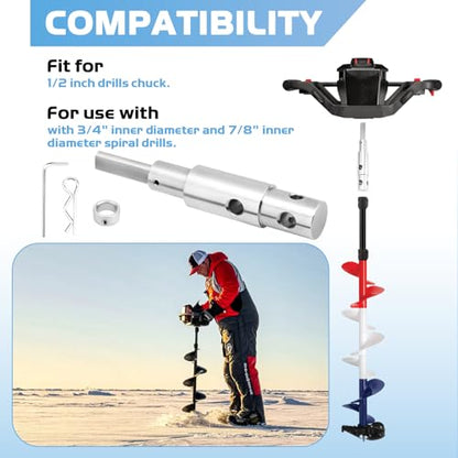 Two Stage Auger Adapter fit for 1/2" Hand Drills and 3/4 & 7/8 ID Augers