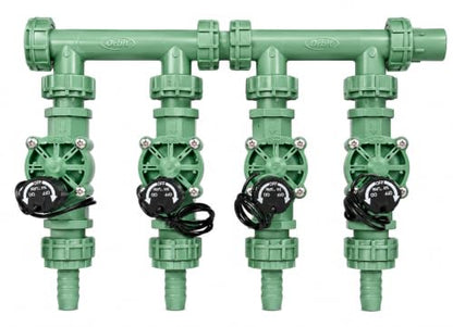 Orbit 4-Valve Preassembled Sprinkler Manifold – Easy Install, Works with PVC & Poly Pipe, Includes 4 3/4" Poly Male Adapter