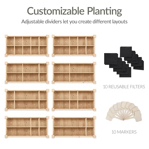 Best Choice Products Raised Herb Garden Bed Planter Box - Elevated Wooden Planter with 10 Grid Growing Compartments, Drainage Holes, Vegetable Flower Garden Box for Patio Balcony Backyard - Natural - color: Natural