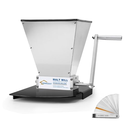 FERRODAY Malted Grain Mill for Grain Malt Barley, 2 Roller Stainless Steel - size: Metal base plate