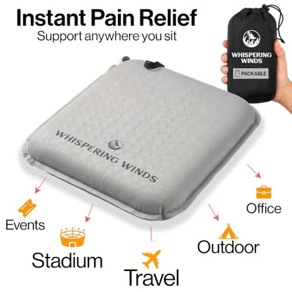 Whispering Winds Inflatable Seat Cushion - color: Gray - 2pack, size: Large