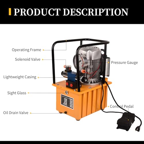 Electric Hydraulic Pump,750W,110V Double Acting,Solenoid Valve