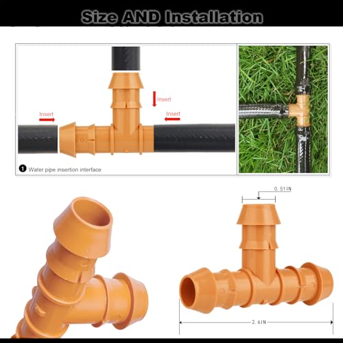 1/2 Inch Drip Irrigation Barbed Tee Fittings,20-Pack - size: 1/2" Barbed Tee-20P