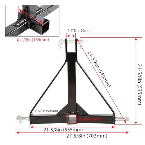 3 Point 2 Receiver Trailer Hitch Category 1 Tractor Tow Hitch Drawbar