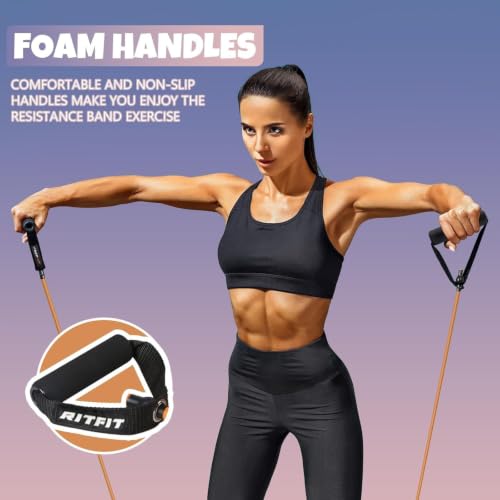 RitFit Single Resistance Bands with Handles Door Anchor for Home Gym - size: 30-35lbs