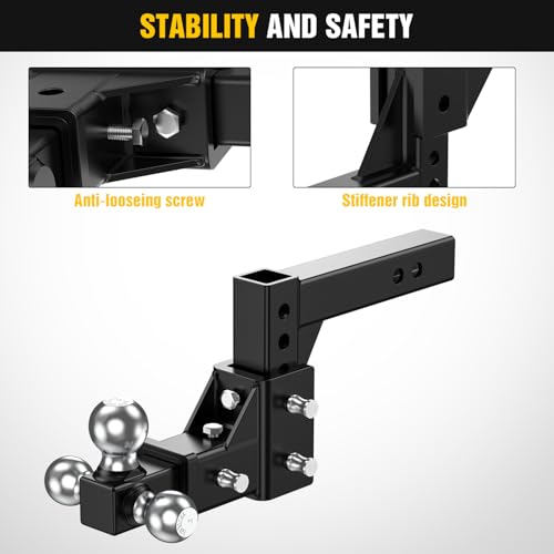 Nilight Trailer Hitch Tri-Ball Mount Fits 2'' Receiver - size: 1-7/8''Ball &2''Ball& 2-5/16''Ball