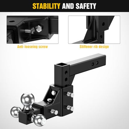 Nilight Trailer Hitch Tri-Ball Mount Fits 2'' Receiver - size: 1-7/8''Ball &2''Ball& 2-5/16''Ball