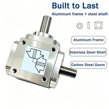 90 Degree Right Angle Gearbox 1:1 Bevel Gear Drive - size: 8mm Left Single Output Shafts