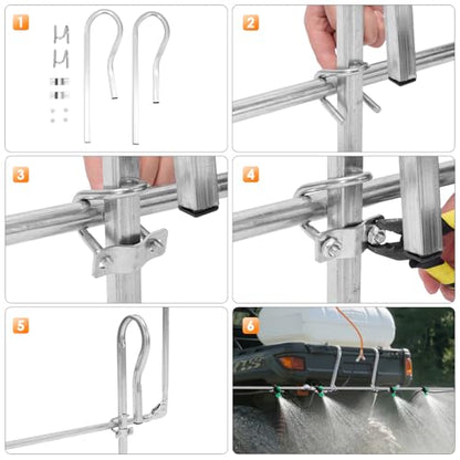 6-Nozzle Foldable Sprayer Boom Kit, Equipped With 2 Heavy-Duty Hooks, 122" Wide, Suitable for ATVs/UTVs, With Adjustable Spray Patterns, Ideal For Large-scale Watering Applications