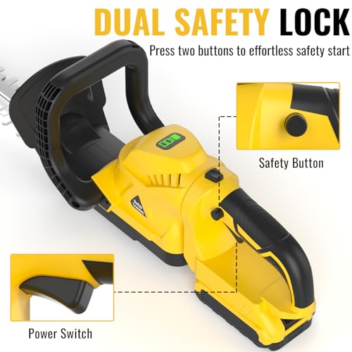 22" Cordless Hedge Trimmer Compatible with DEWALT 20V MAX Battery-Tool Only - color: Yellow