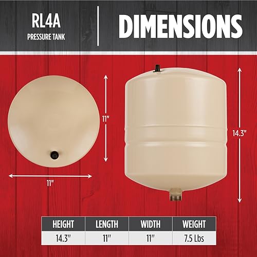 Red Lion RL4A,In-line Pre-Charged Well Pressure Tank, 4 gallon - style: 4 Gallon Inline