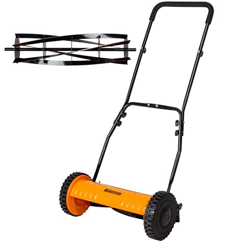 Walensee 14-Inch Manual Lawn Mower, 5-Blade Push Reel, 4 Heights - size: 14-Inch No Catcher