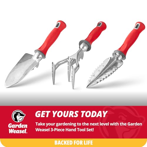 Garden Weasel 3Piece Hand Tool Set Trowel Transplanter Cultivator Gardening