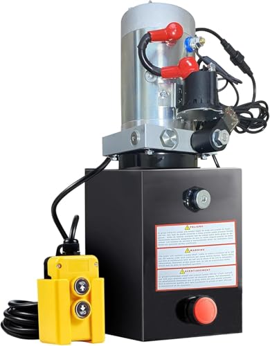 Single Acting Hydraulic Pump 10 Quart Hydraulic Power Units 12V DC Hydraulic Pump SAE#6 Connector for Dump Trailer Car Lifting