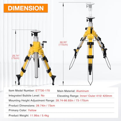 Elevator Tripod for Laser Level, Surveying Instruments With Adjustable Legs for Cross Rotary Lasers - style: EV170