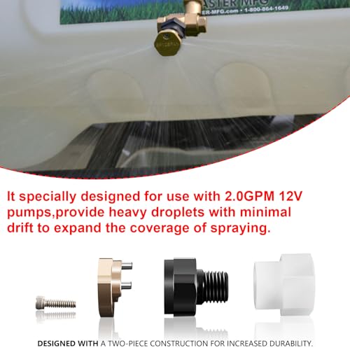 2PCS BN2BP125FWX-CS Boomless Nozzle Full Pattern 2GPM 12v Pumps 16 Foot Broadcast Spray for Valley Industries and Master Manufacturing
