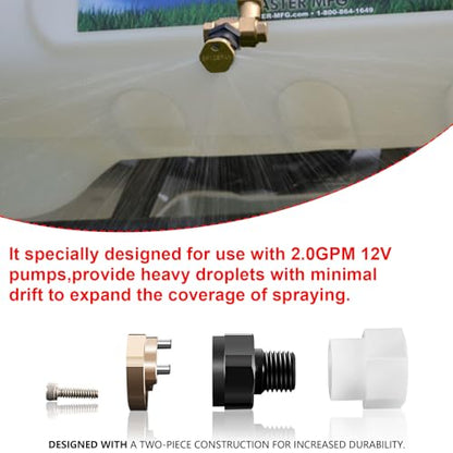 2PCS BN2BP125FWX-CS Boomless Nozzle Full Pattern 2GPM 12v Pumps 16 Foot Broadcast Spray for Valley Industries and Master Manufacturing