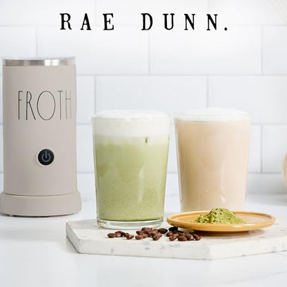 Rae Dunn Electric Milk Frother Steamer -Stylish Automatic Milk Steamer and Frother, Milk Warmer, Hot and Cold Foam Maker for Coffee, Latte, Cappuccino, Macchiato - 550 Watt (Sand) - color: Sand