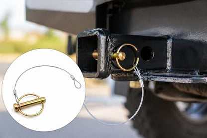3/8 x 1-3/4 Lynch Pin with 10 in Stainless Steel Cable, Heavy Duty Linch Pin with Ring, Quick Release Trailer Gate Pin for Utility Trailer, Farm Gate, Tractor & Equipment, Zinc Plated, 4 Pack
