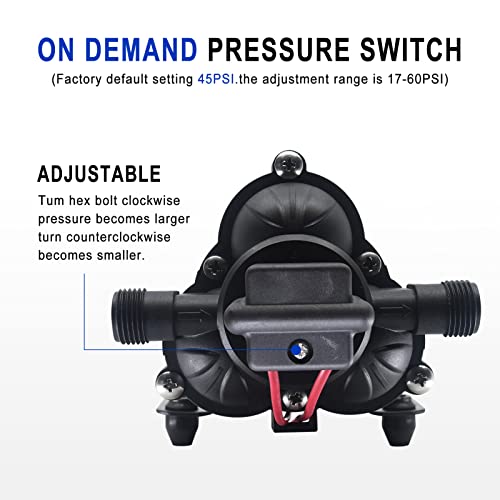 TDRRICH Water Pressure Booster Pump for RV，12V Diaphragm Power Water Pumps 4GPM 45PSI Self-priming Pump,Diaphragm Transfer Pump for Boats Inline Garden Hose Lawn Camper Sprinkler Irrigation - style: 12V 4GPM 45PSI