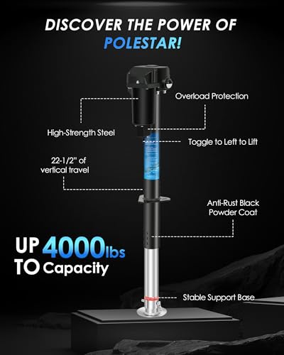 POLESTAR Electric Trailer Jack, Power Tongue Jack 4000 lbs, Electric Tongue Jack for Lifting RV Travel Camper Utility Yacht Trailer, 12V DC, 9"-27" Lift - size: Electric A-Frame 4000 lbs