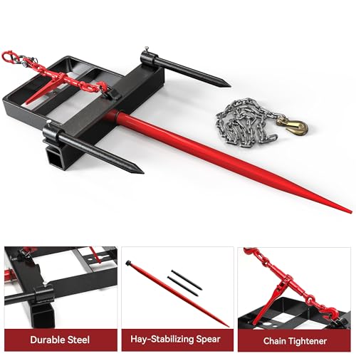 YITAMOTOR 39" Hay Spear Attachment, 3000lbs Bucket Tractor Dual Bale Spears - size: 39 Inch