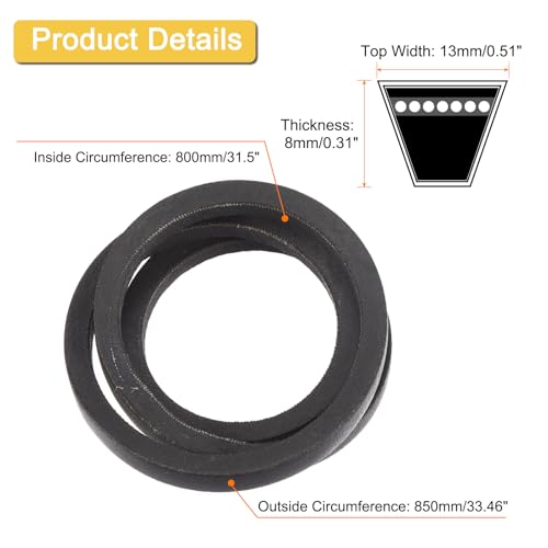 uxcell A31 1/2 Classic Wrapped V-Belt,33" Outer Circ A Profile,Black - size: A31 1/2