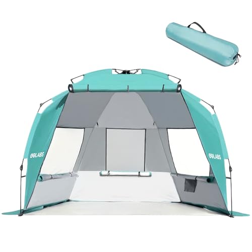 Golabs BT1 Pop up Beach Tent for 3 Person, 1-Min Setup by Pre-Attached Pole - color: GREEN