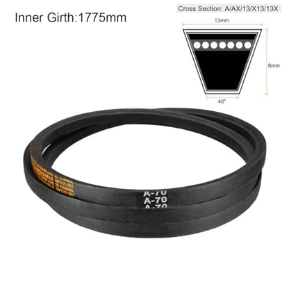 uxcell A70 Drive V-Belts 70" Inner Length 13mm Width 8mm Thick JIS Standard A-Section Rubber Drive Transmission Belt - size: 70"
