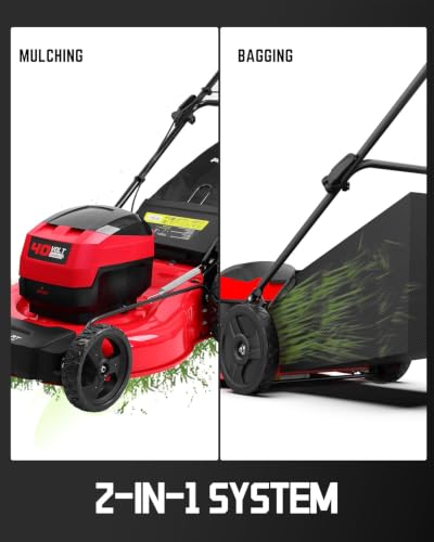 PowerSmart 40V 21" Electric Lawn Mower with Brushless Motor - color: Black and Cherry