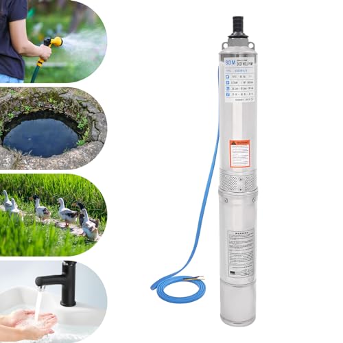 Deep Well Pump, Electric Submersible Bore Hole Deep Well Pump Stainless Steel Submersible Well Pumps Agricultural Irrigation Pump for Villages, Homes, Farms (115V 0.75KW 1HP) - style: 115V 0.75KW 1HP