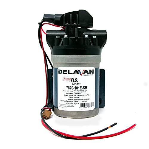 Delavan Pumps, 12v DEMAND STYLE DIAPHRAGM SPRAYER PUMP 7GPM, Volts 12 Pump Type Diaphragm, Max. Flow Rate 7 GPM, Model# 7870-101E-SB