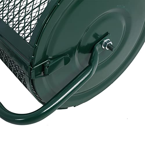 24'' Peat Moss Spreader with Metal Mesh Basket T-Handle for Garden