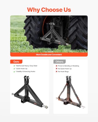 VEVOR 3 Point Hitch Receiver with 2 in Receiver, 3pt Quick Hitch Attachment, 3,000 lbs Capacity, Heavy Duty Tractor Tow Drawbar Adapter, Compatible with Kubota, Mahindra, John Deere, Massey Ferguson - size: ‎25.98 "Lx 17.52 "H, style: No Towing Ball