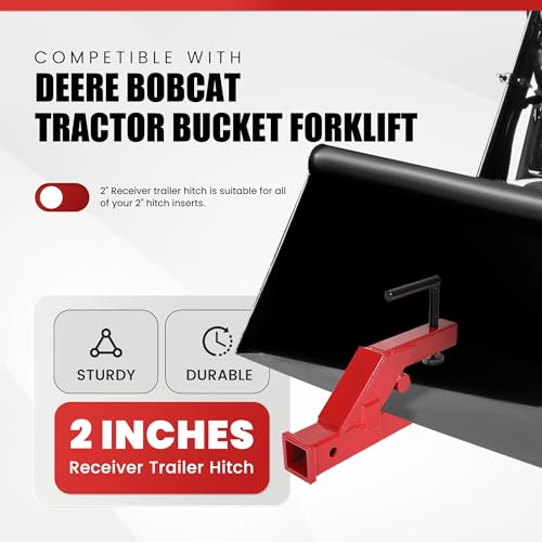ECOTRIC Clamp-On Trailer Hitch with 2" Receiver Adapter for Tractor Buckets