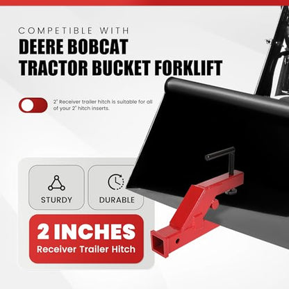 ECOTRIC Clamp-On Trailer Hitch with 2" Receiver Adapter for Tractor Buckets