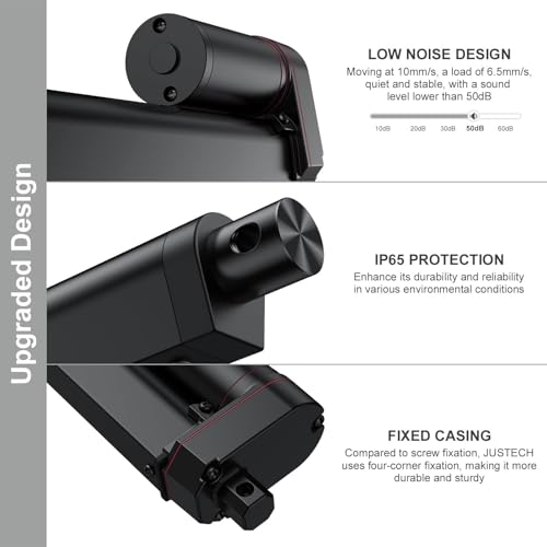 Justech 330LBS/1500N-12inch/300mm 12V Linear Actuator with Bracket, Black - size: 1500N 300mm