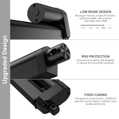 Justech 330LBS/1500N-12inch/300mm 12V Linear Actuator with Bracket, Black - size: 1500N 300mm