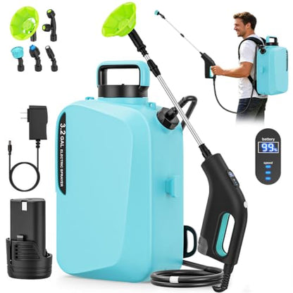 3.2Gal Backpack Sprayer with Separate Battery and Charger Included - color: Sky Blue