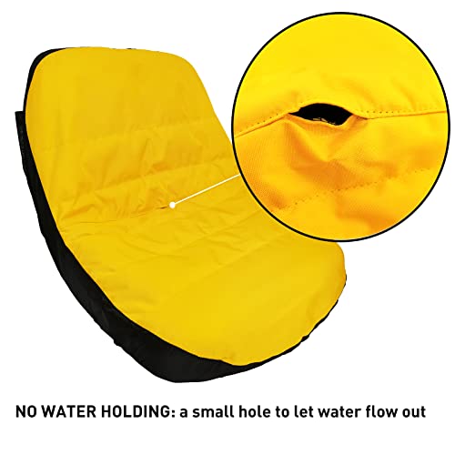 Riding Lawn Mower Seat Cover 600D Oxford Cloth Weatherproof Yellow, Medium